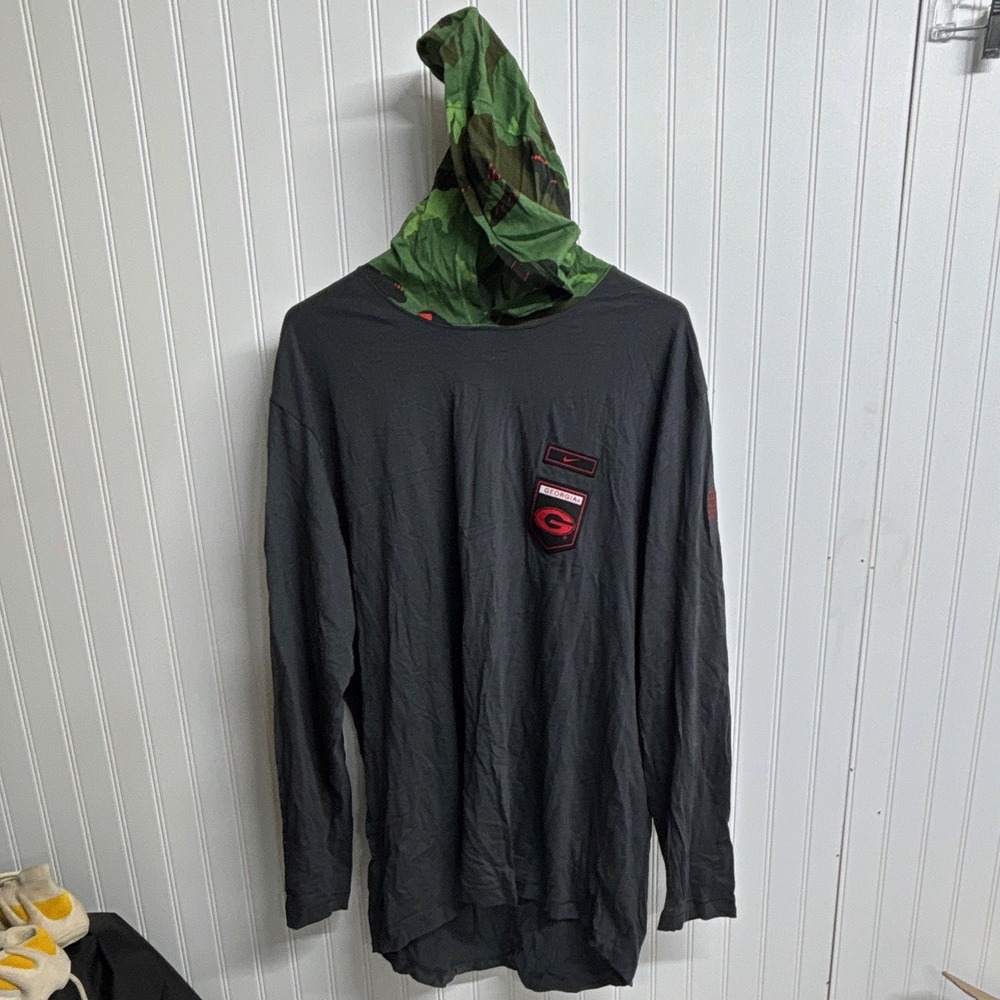 Nike Georgia Bulldogs Men's XL Football Hoodie Gray/Green Long Sleeve